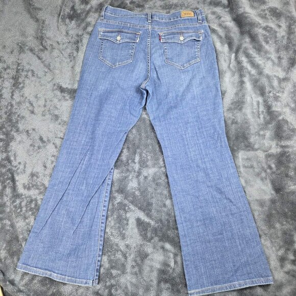 Levi's 512 Perfectly Slimming Boot Cut Jeans Womens 14S Medium Wash High Rise - Picture 2 of 14